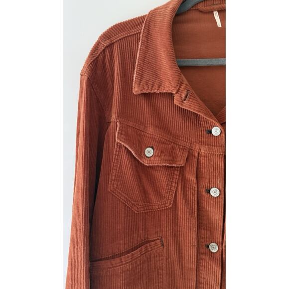 Free People Nelson Corduroy Trucker Jacket in Rust Burnt Orange Size L - Picture 3 of 7